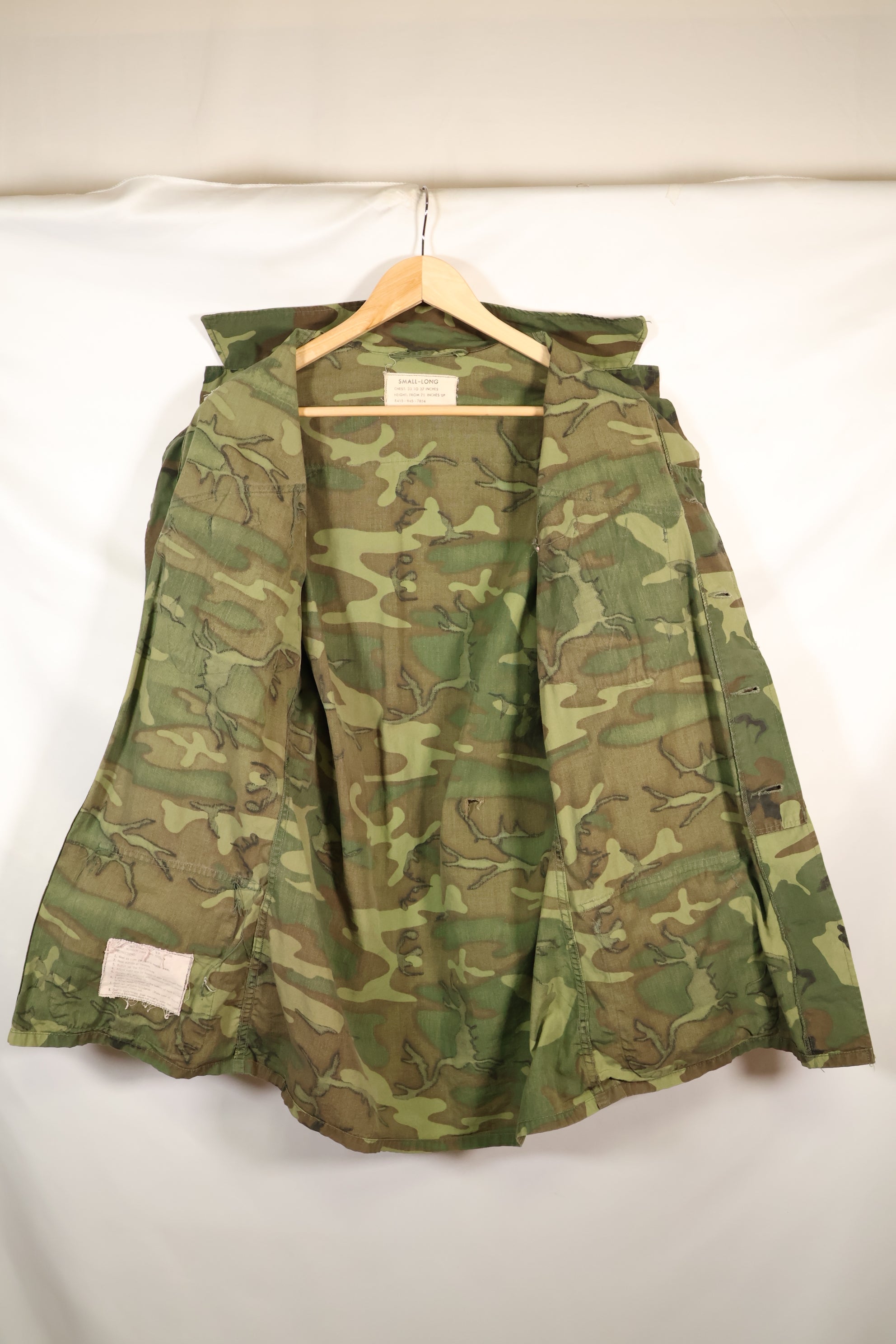 Circa 1966-67 US Army ERDL Camouflage Leaf Camouflage Jungle Fatigue Jacket, used.