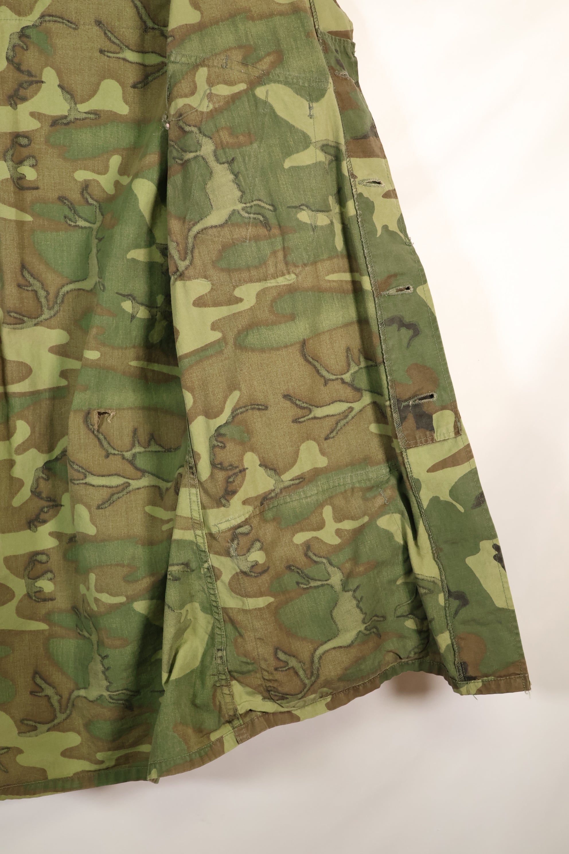 Circa 1966-67 US Army ERDL Camouflage Leaf Camouflage Jungle Fatigue Jacket, used.