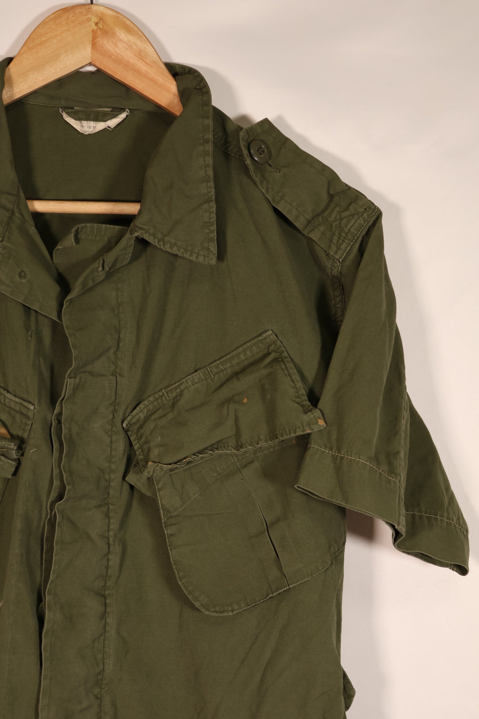 Real Made in Japan 2nd Model Jungle Fatigue Jacket, short sleeves, custom, stained, used.