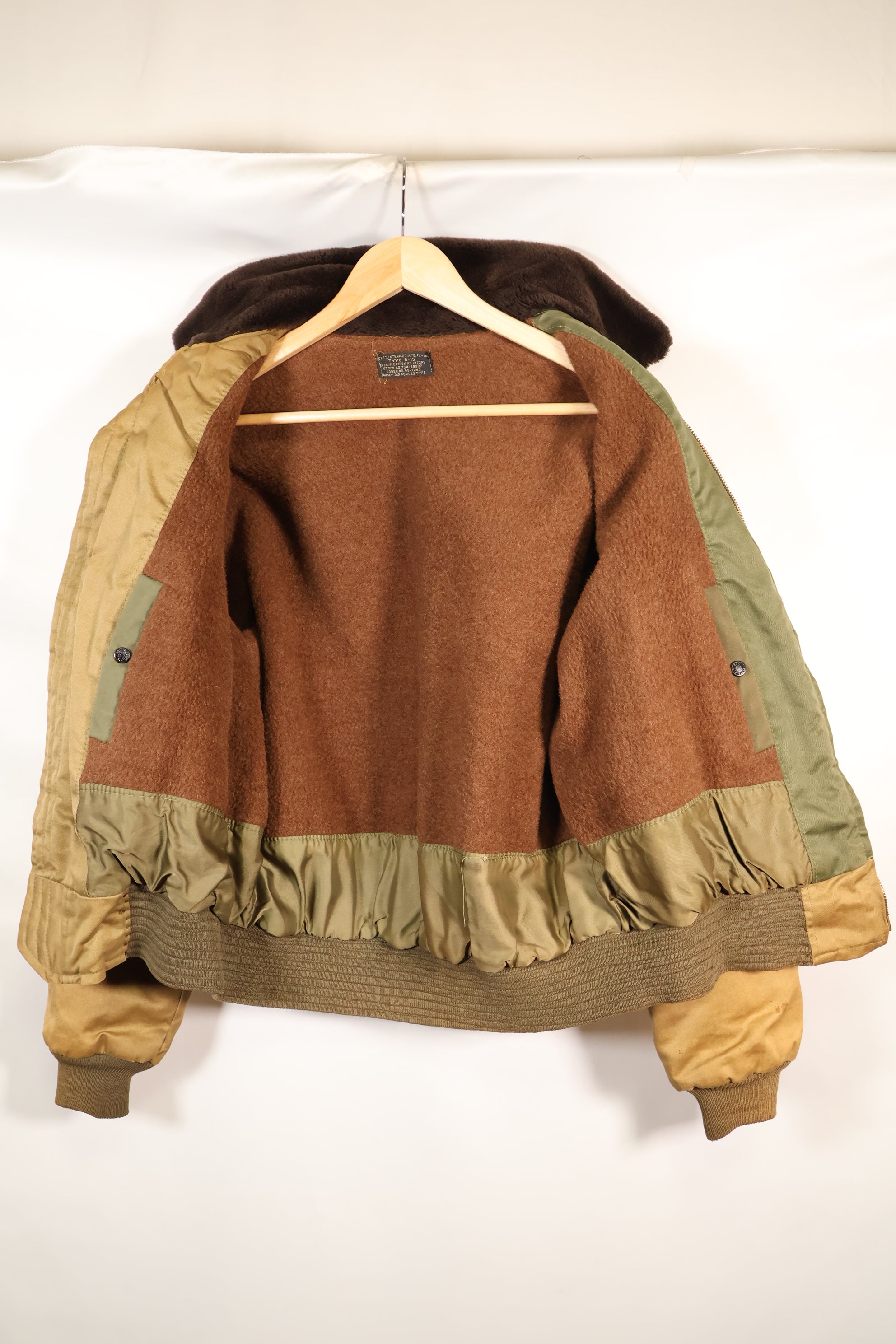 1950's USAF B-15 cotton flight jacket, commercial model, used.