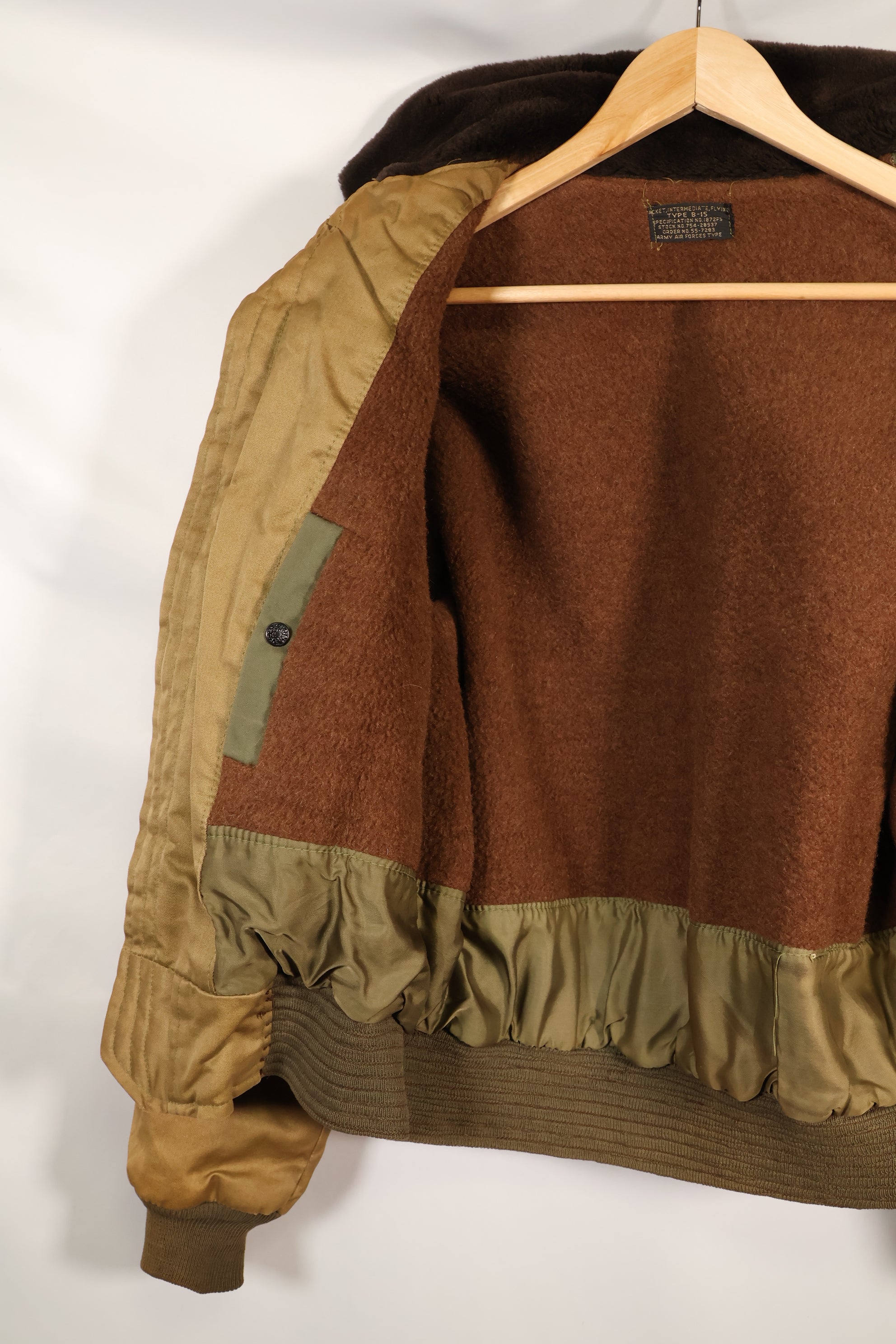 1950's USAF B-15 cotton flight jacket, commercial model, used.