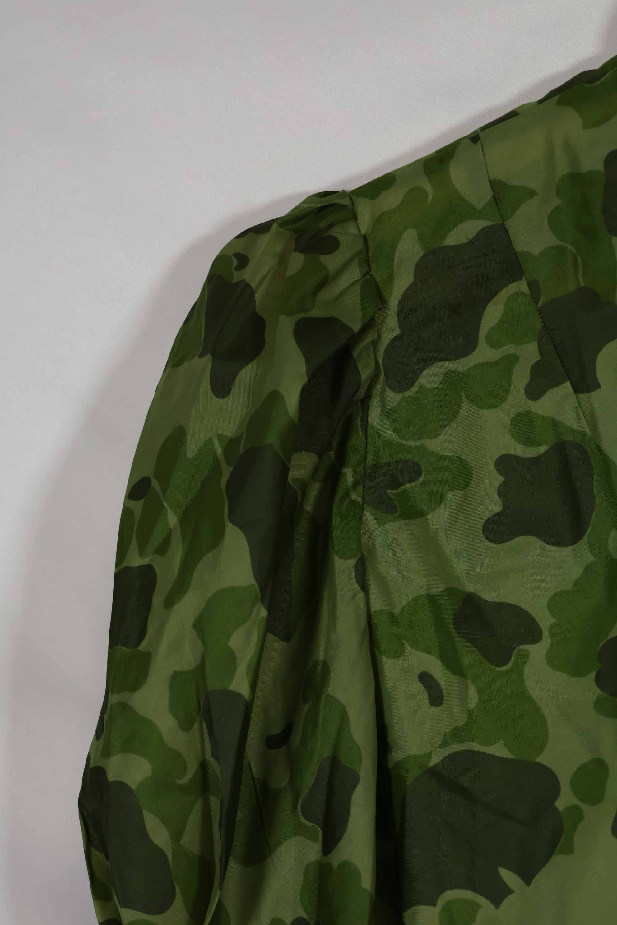 1940s-50s, Parachute camouflage fabric, women's or children's blouse, privately procured.