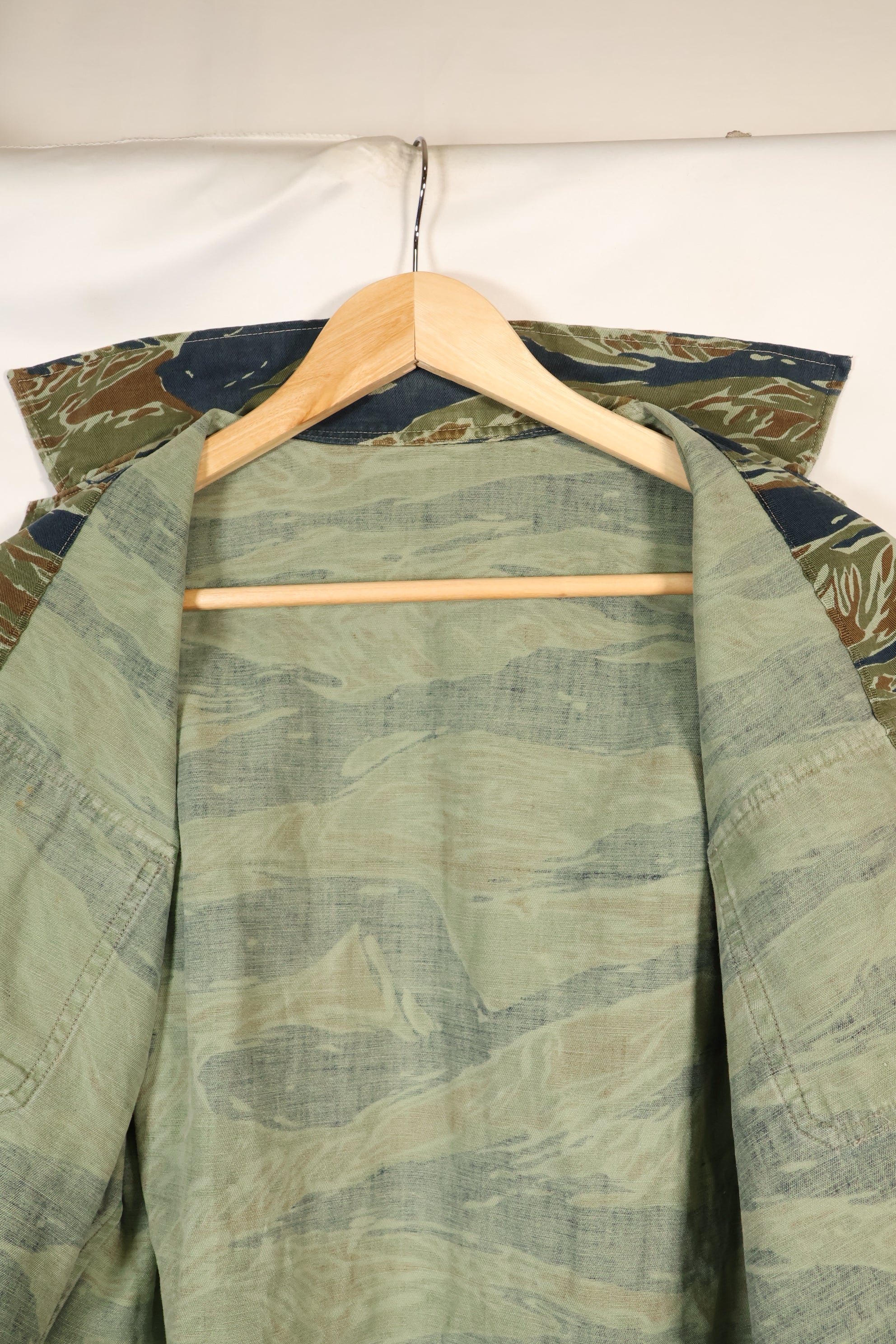 Mid-1970s, Thailand, Silver Tiger half sleeve shirt, tiger stripe, used.