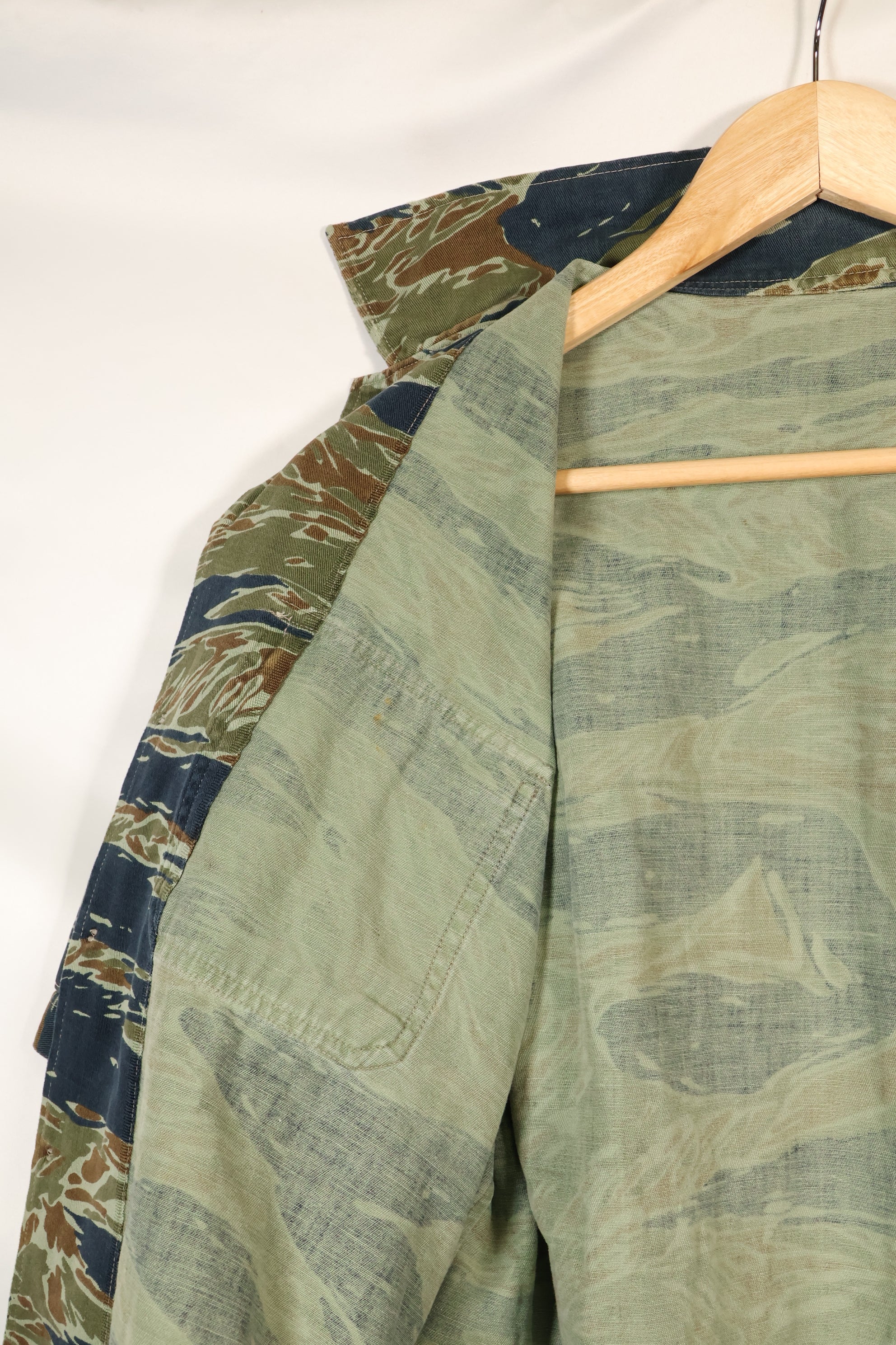 Mid-1970s, Thailand, Silver Tiger half sleeve shirt, tiger stripe, used.