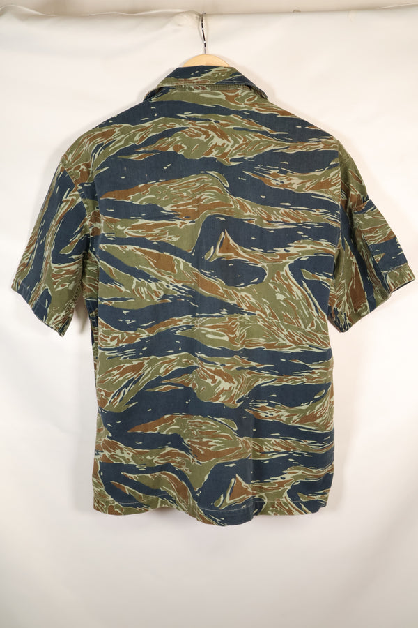 Mid-1970s, Thailand, Silver Tiger half sleeve shirt, tiger stripe, used.