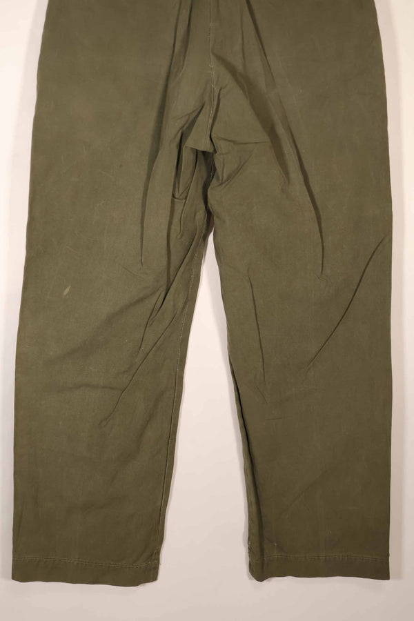 Real 1940s U.S. Army M45 cotton field pants, used.