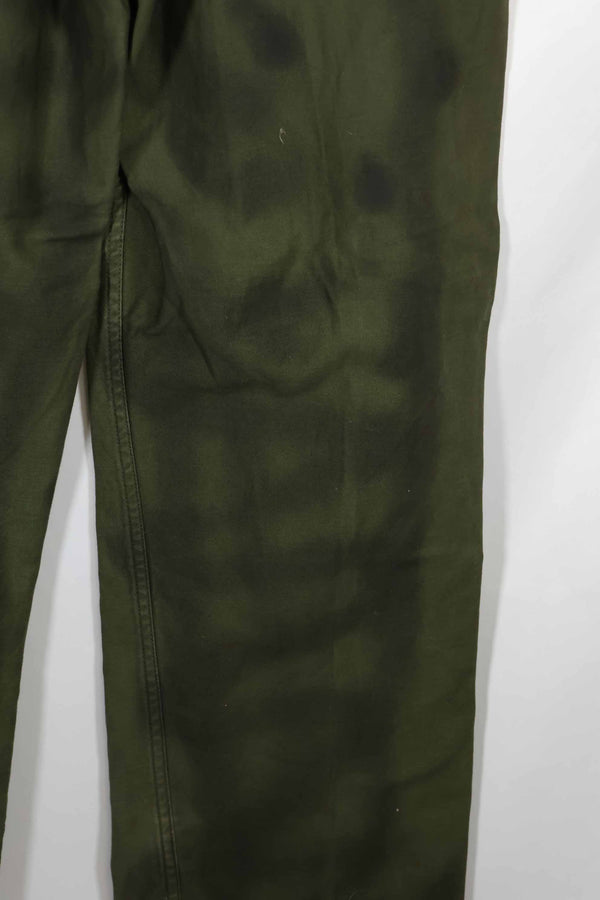 Real 1960s lot OG-107 baker pants, hand painted camouflage, used.