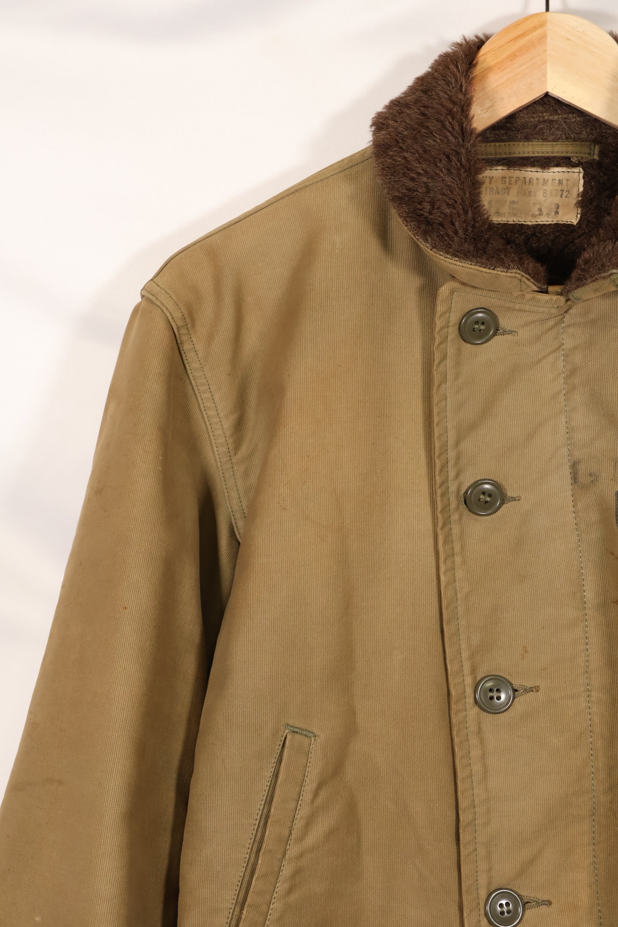 1940s size 38 WWII US Navy N-1 deck jacket, used.