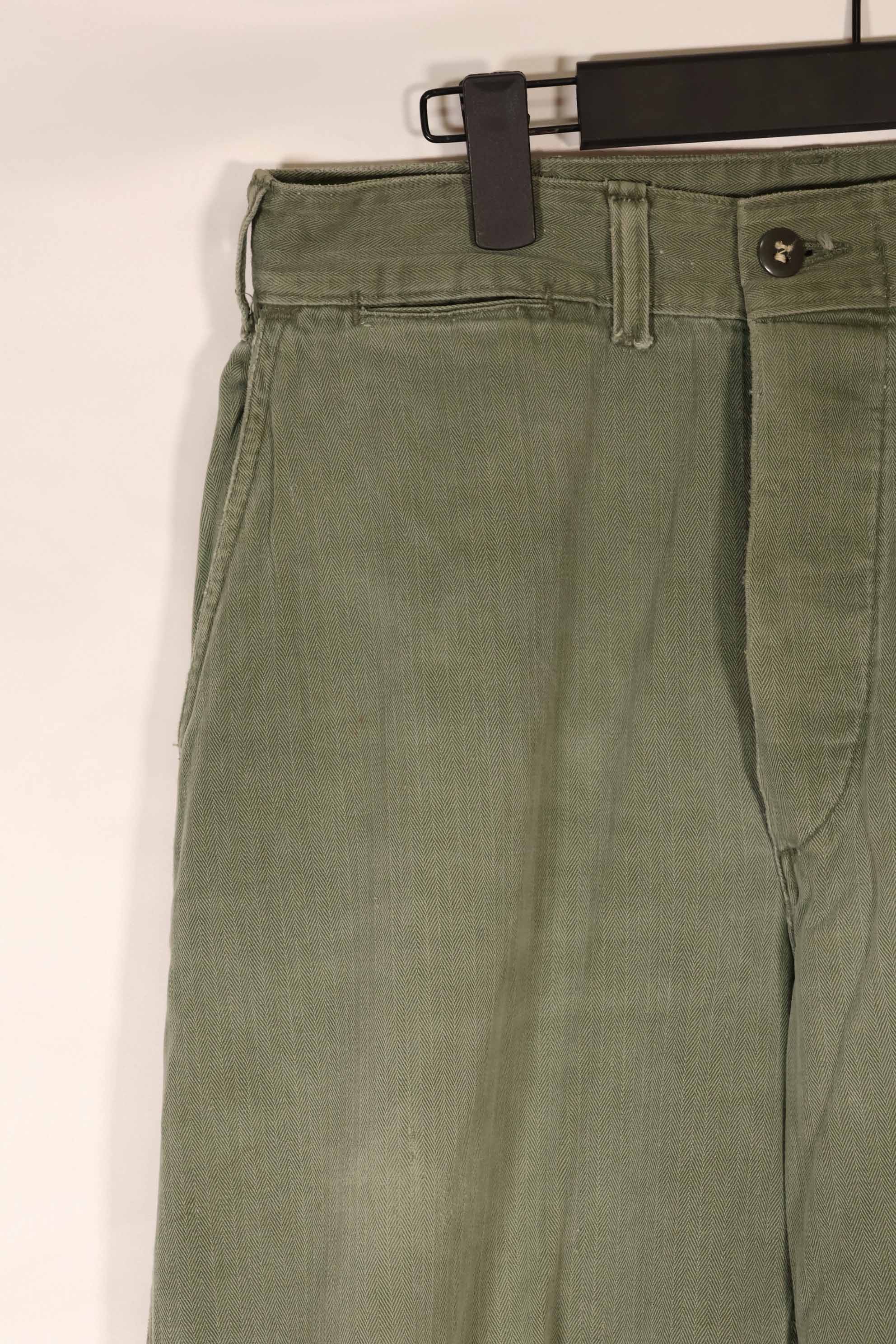 Real 1940s WWII U.S. Marine Corps HBT pants, used, B