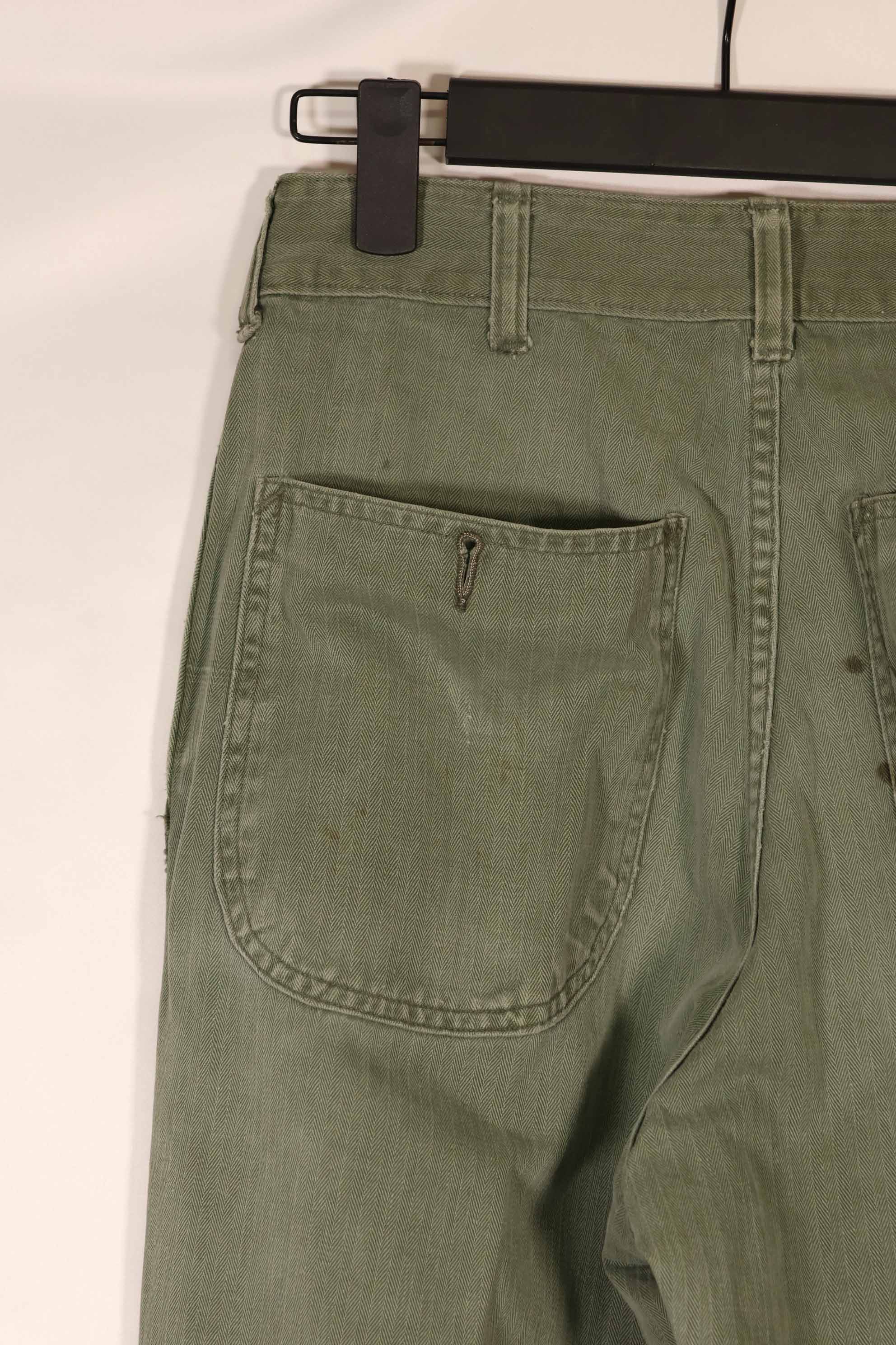 Real 1940s WWII U.S. Marine Corps HBT pants, used, B