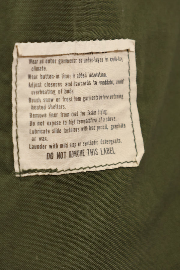 1969 Contract S-S U.S. Army M65 Field Jacket 2nd Model Aluminum Zipper Used