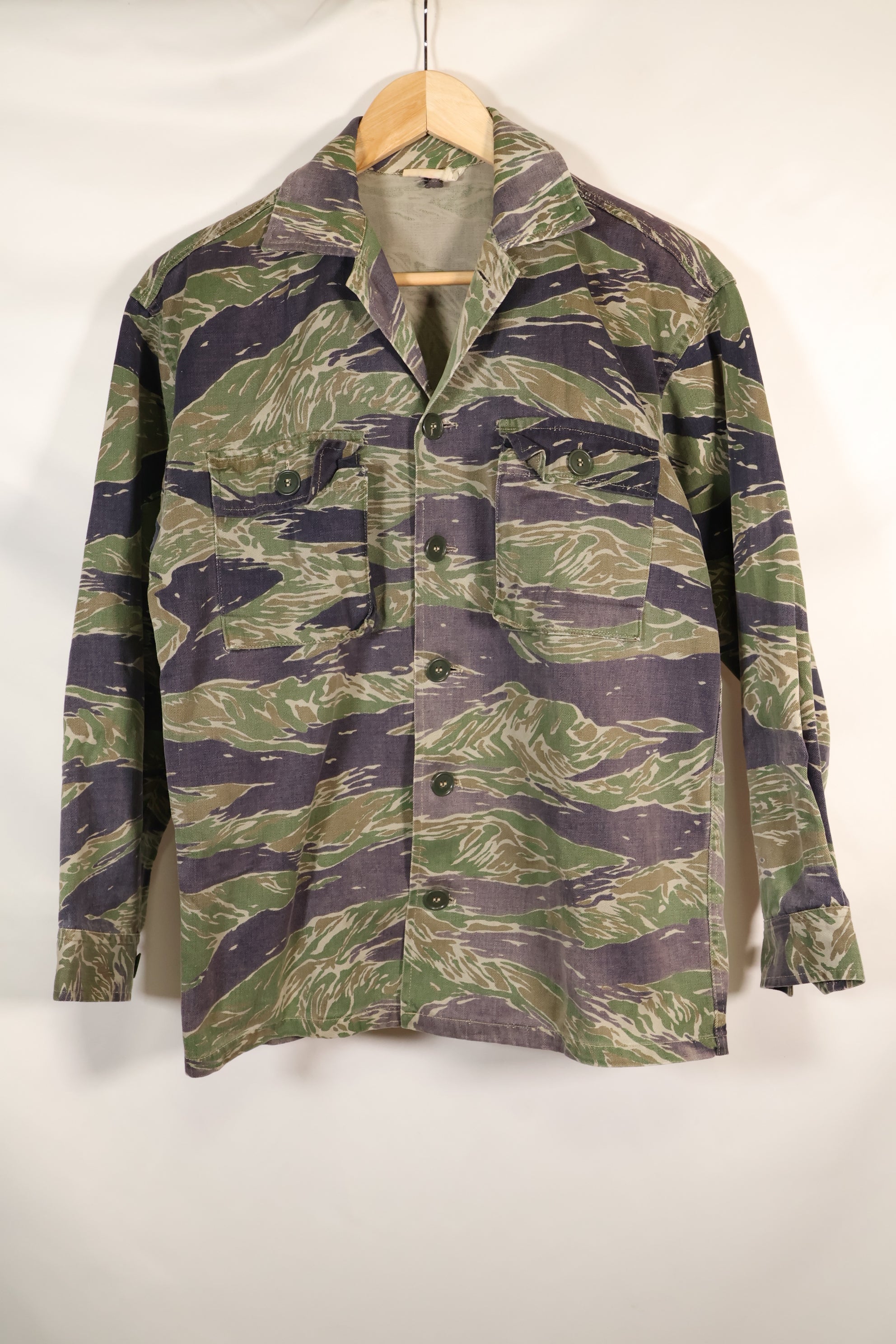 1960's semi A-L Japanese Silver Tiger Asian cut shirt, faded, used.