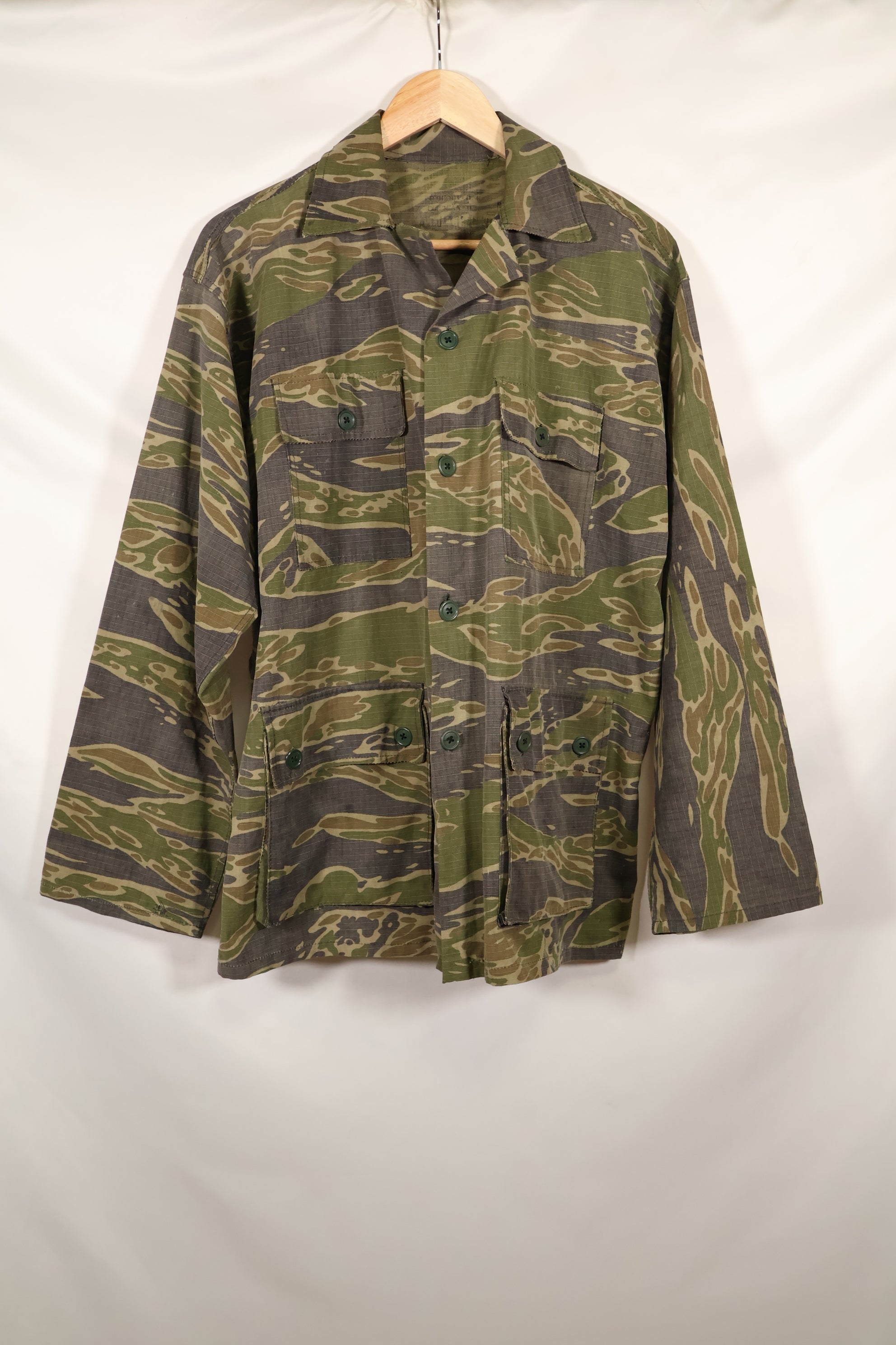 1970s South Vietnamese Marine Corps Tiger Stripe Shirt VNMC Late Ripstop Pattern Used