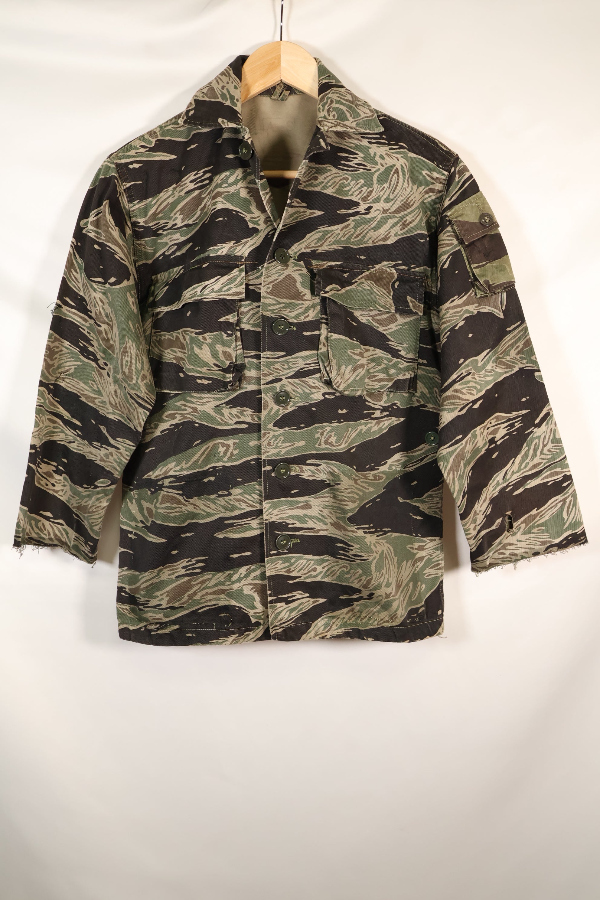 1960's 1/2 A-S Japanese Silver Tiger Shirt, Tiger Stripe, with local alterations, used.