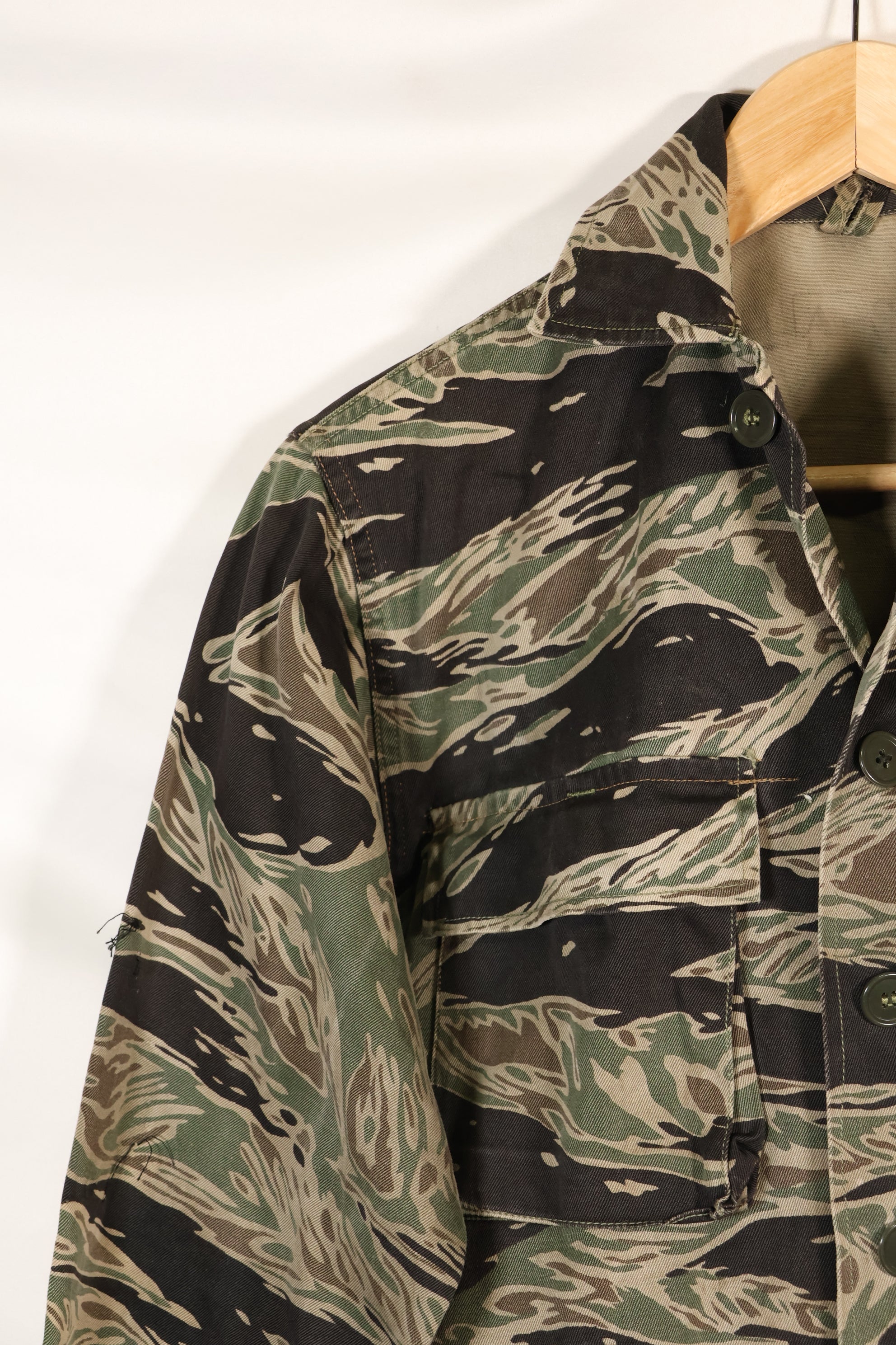 1960's 1/2 A-S Japanese Silver Tiger Shirt, Tiger Stripe, with local alterations, used.