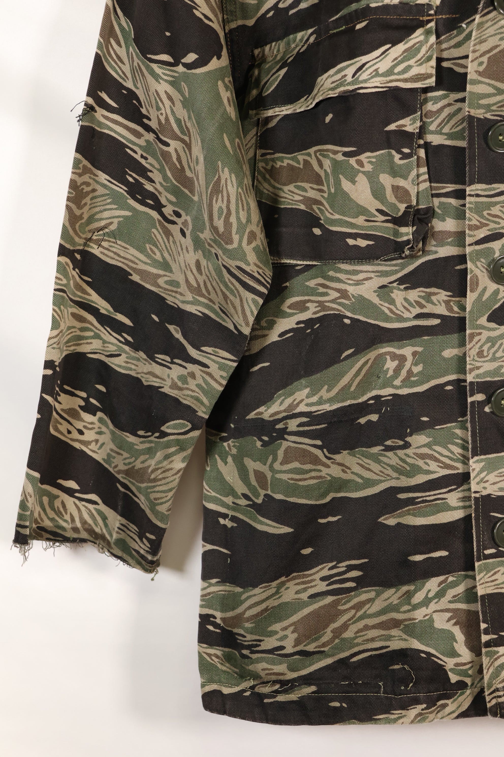 1960's 1/2 A-S Japanese Silver Tiger Shirt, Tiger Stripe, with local alterations, used.