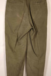 Real late 1940s - early 1950s M45 OD cotton field pants, used, strong signs of use.