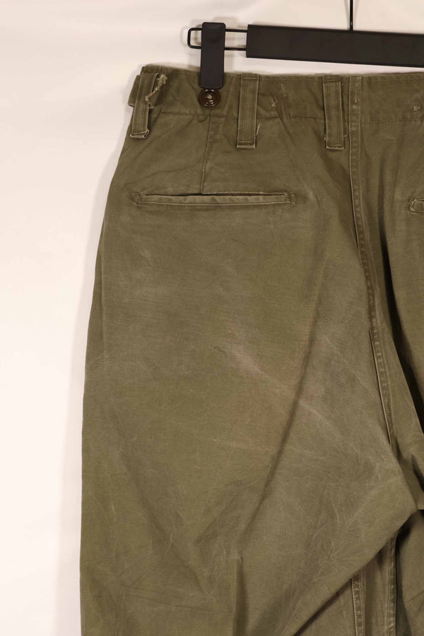 Real late 1940s - early 1950s M45 OD cotton field pants, used, strong signs of use.