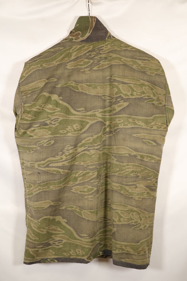 1970s South Vietnamese Marine Corps Tiger Stripe Shirt VNMC Late Ripstop Pattern Used