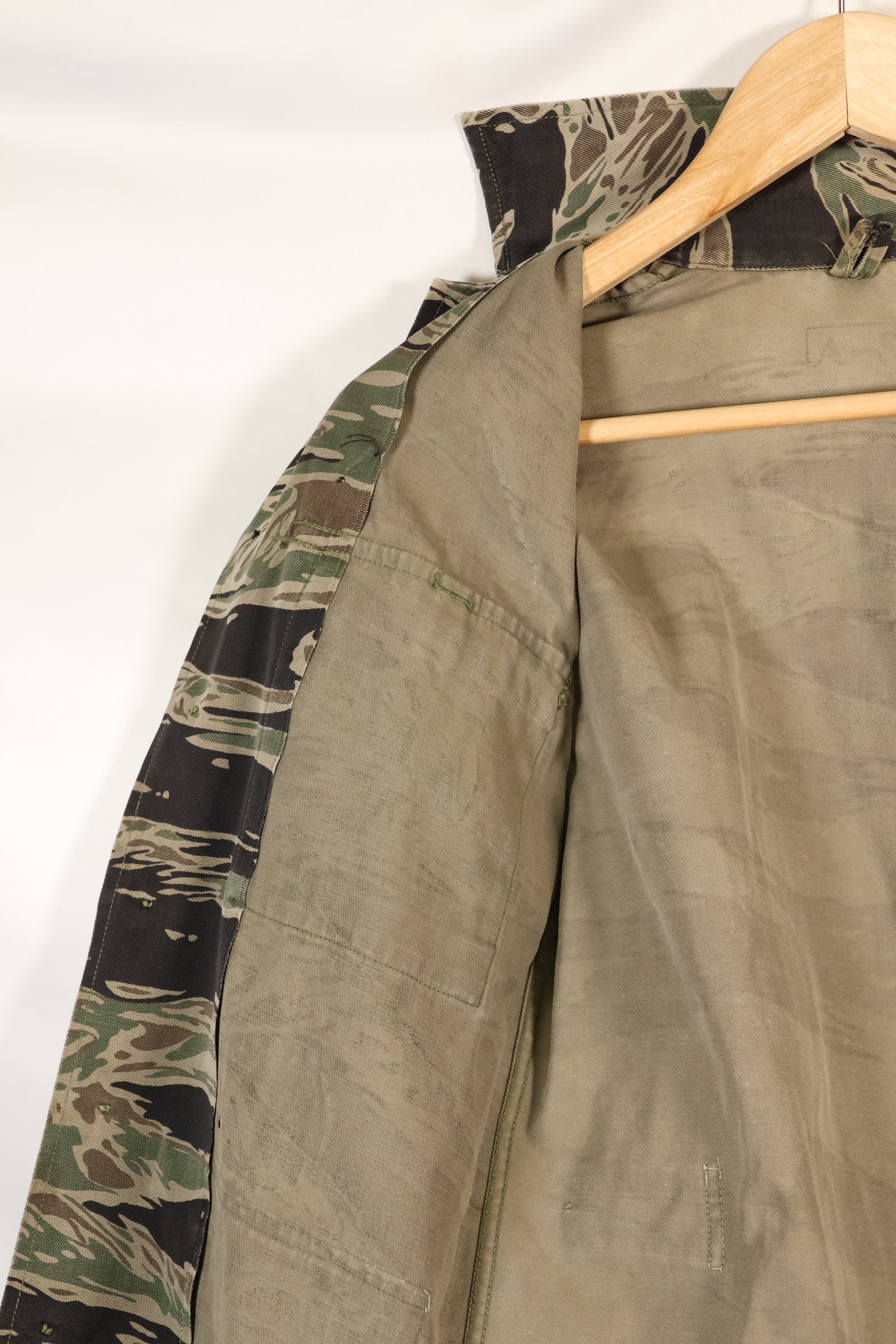 1960's 1/2 A-S Japanese Silver Tiger Shirt, Tiger Stripe, with local alterations, used.