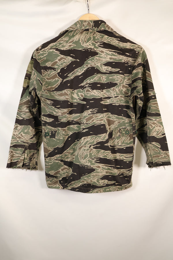 1960's 1/2 A-S Japanese Silver Tiger Shirt, Tiger Stripe, with local alterations, used.