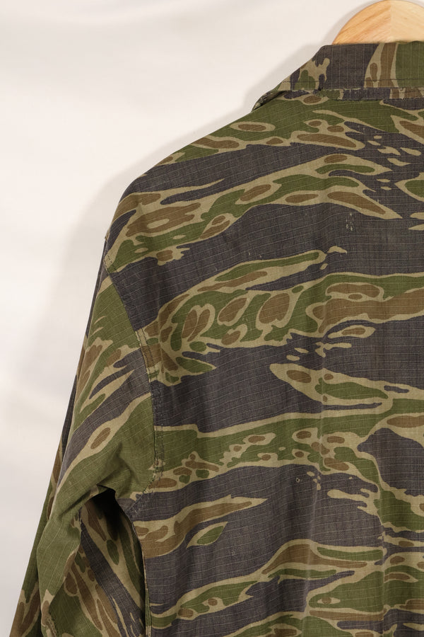 1970s South Vietnamese Marine Corps Tiger Stripe Shirt VNMC Late Ripstop Pattern Used