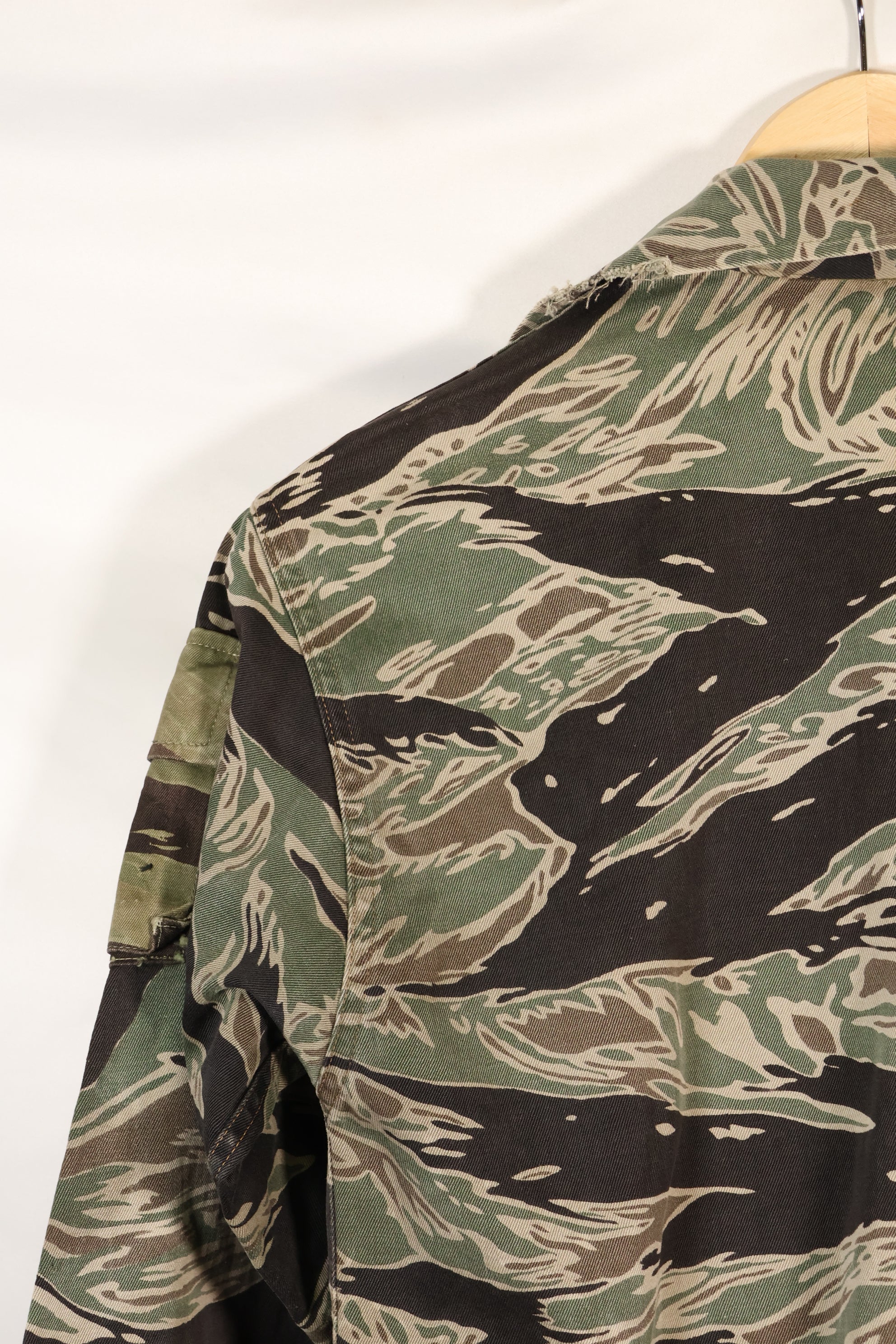 1960's 1/2 A-S Japanese Silver Tiger Shirt, Tiger Stripe, with local alterations, used.