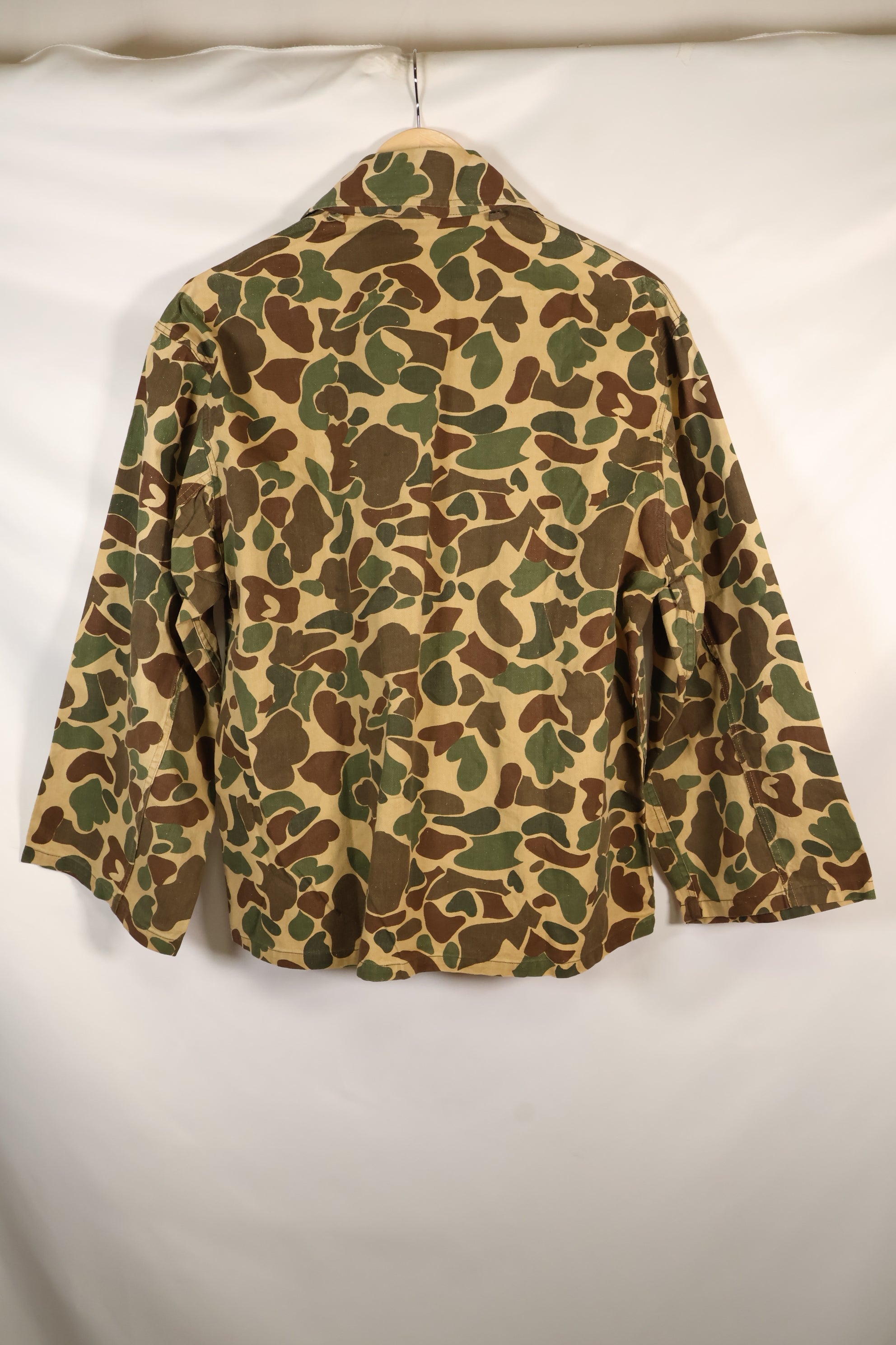 1970's manufactured in Okinawa, Japan, Beogum camouflage duck hunter hunting shirt, used.