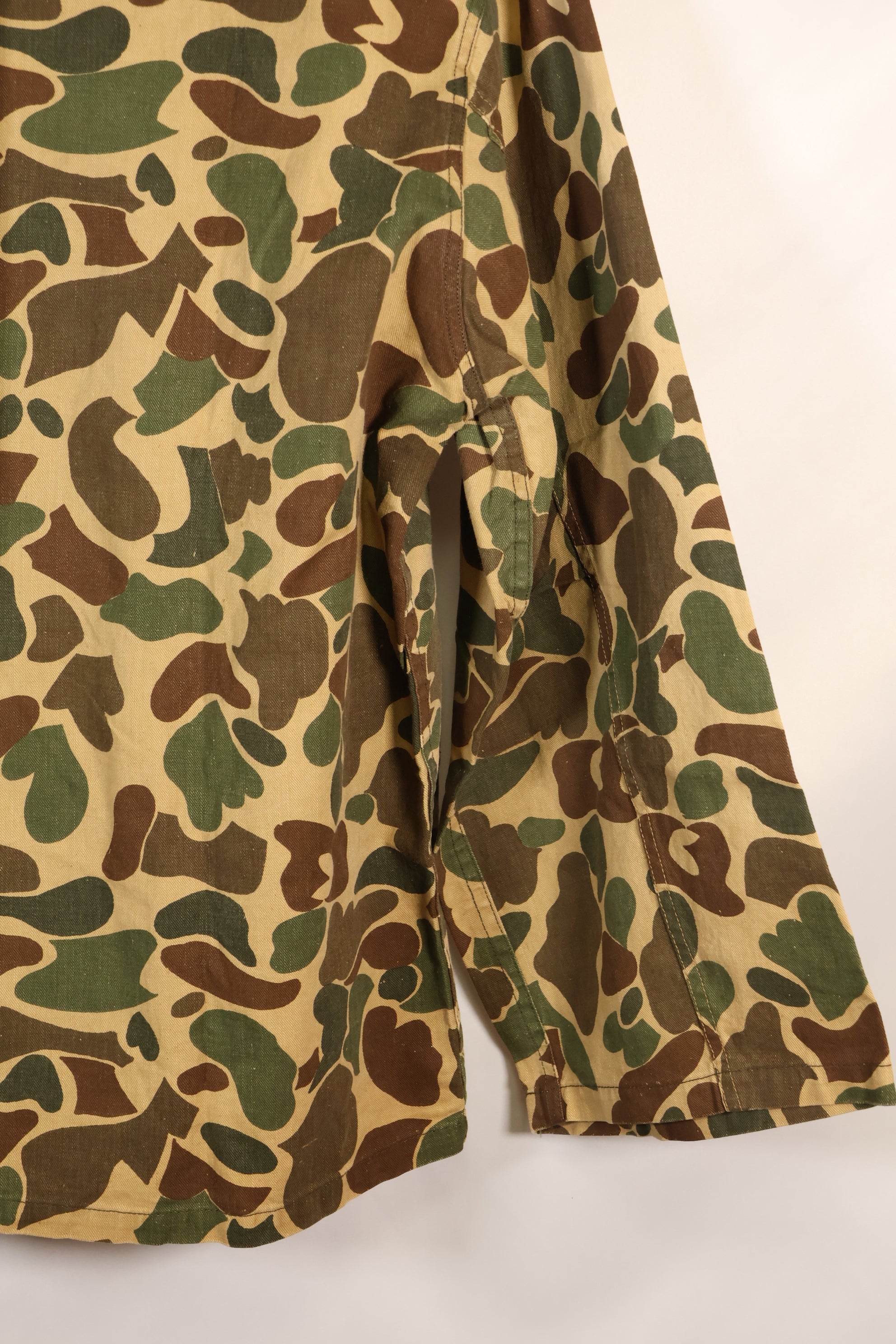 1970's manufactured in Okinawa, Japan, Beogum camouflage duck hunter hunting shirt, used.