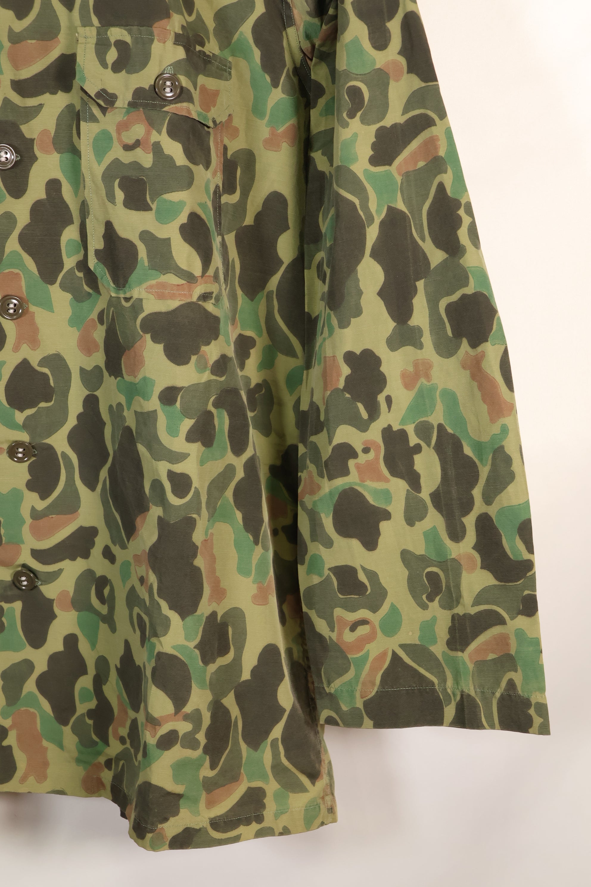 Circa 1970s Korean Army Frogskin Camouflage Nylon Fabric Local Made Shirt Used
