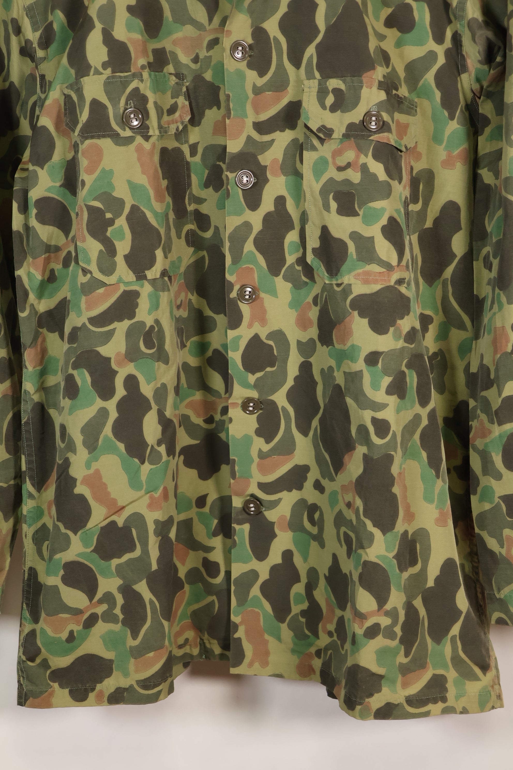 Circa 1970s Korean Army Frogskin Camouflage Nylon Fabric Local Made Shirt Used