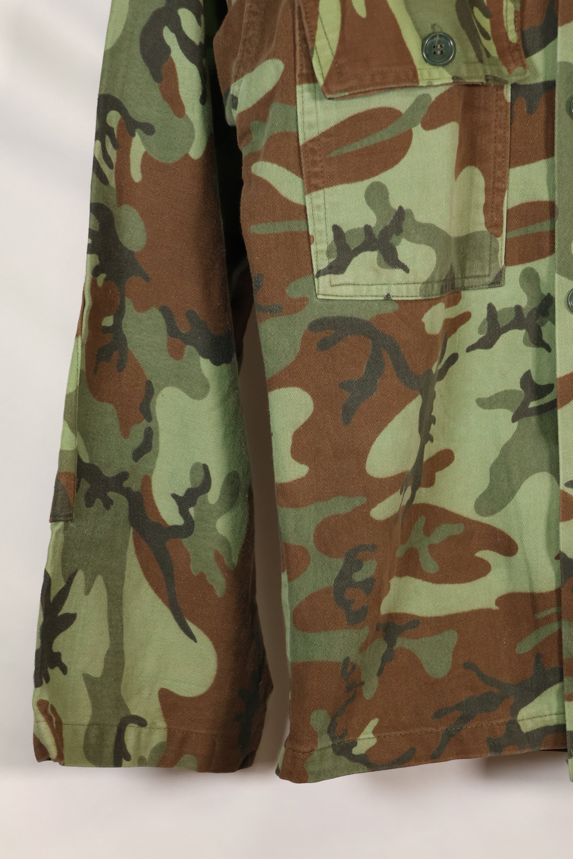 1960s South Vietnam ARVN Green Leaf Camouflage Shirt, used.