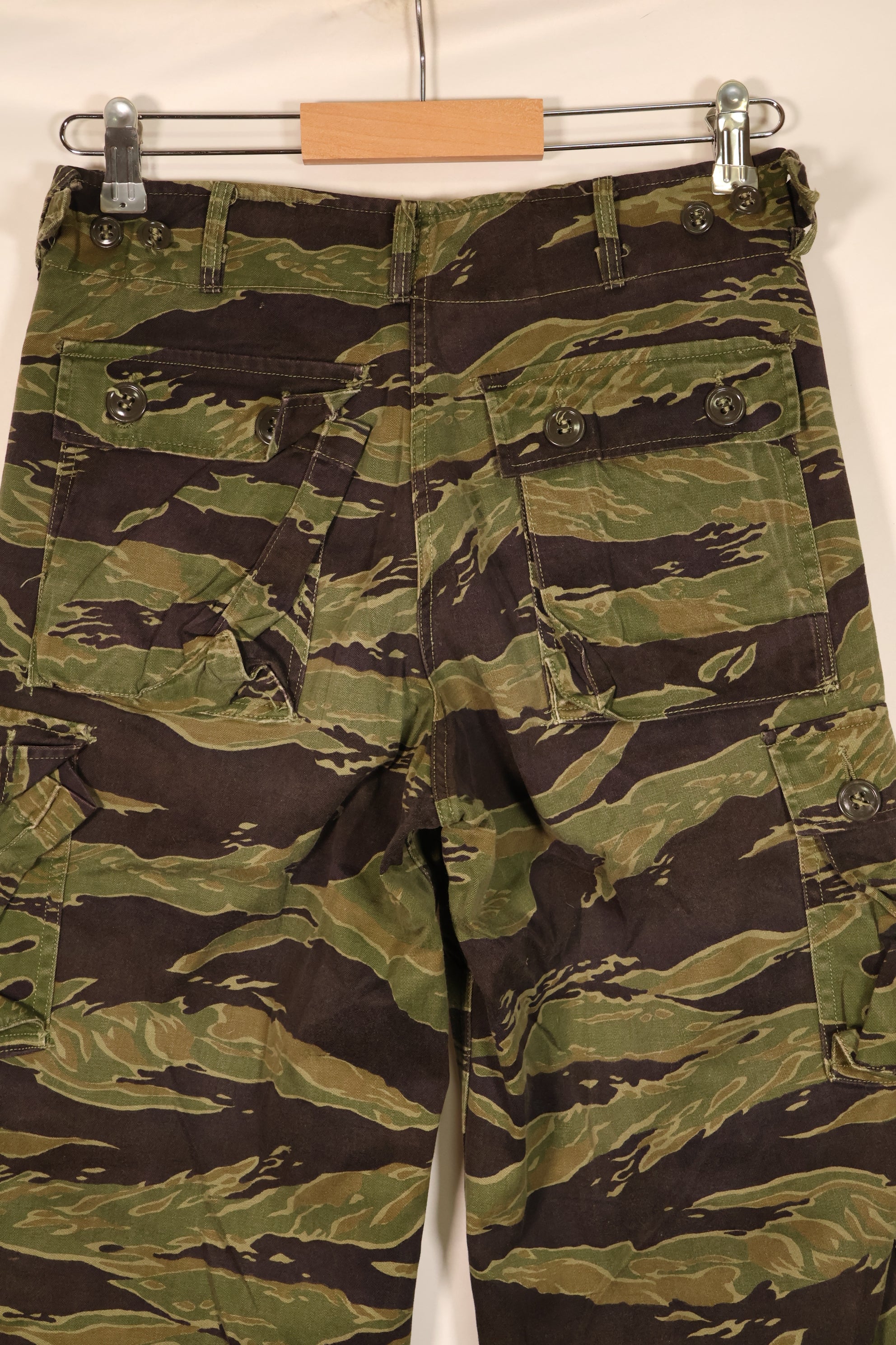 Late 1960s, A-M, Gold Tiger-inspired pattern, Asian-cut pants, in good condition, used