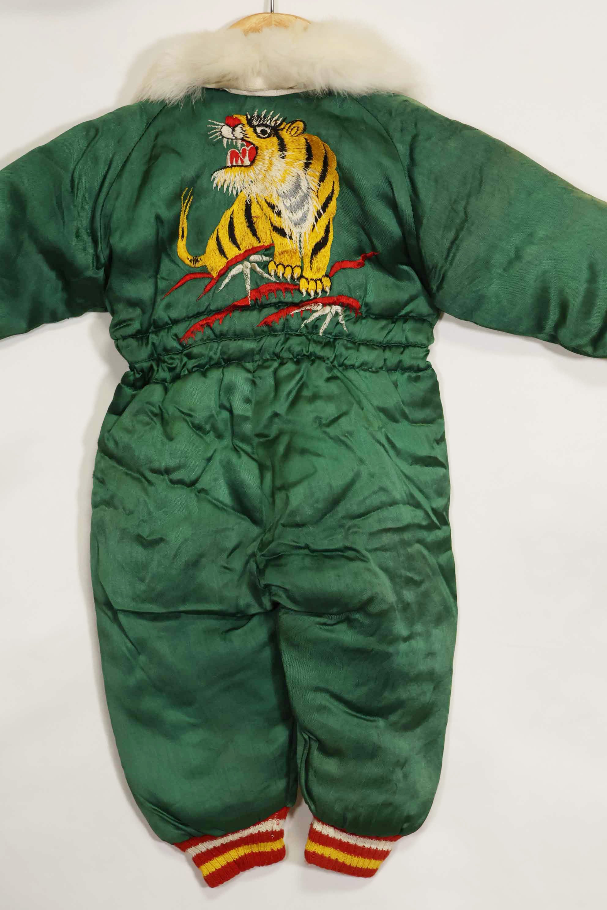 1950s Japanese souvenir for U.S. soldiers, children's flight suit with tiger, unused.