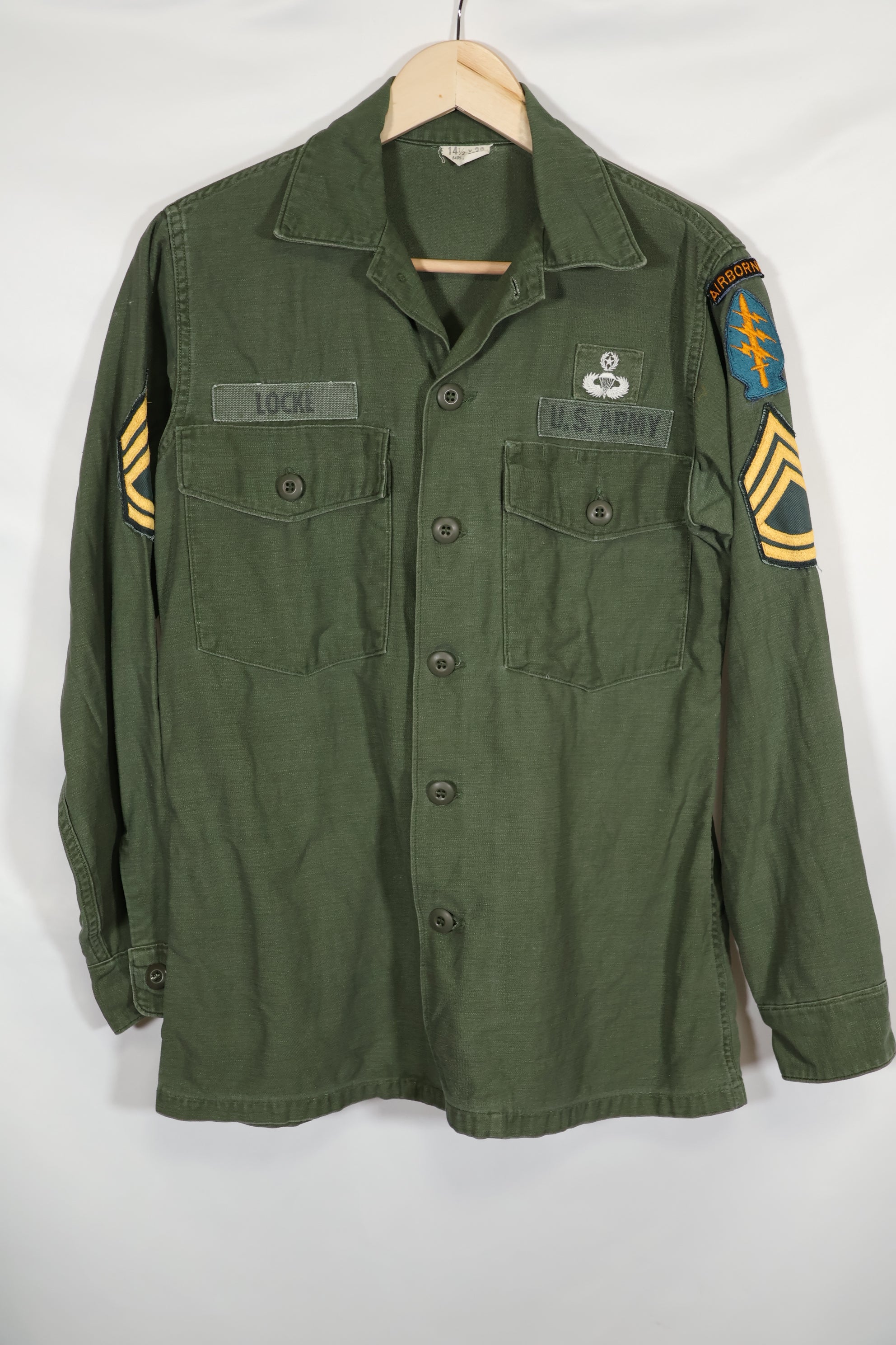 1960's Lot OG-107 Utility Shirt LOCKE Ex-SF Troop Released Used Color Patch