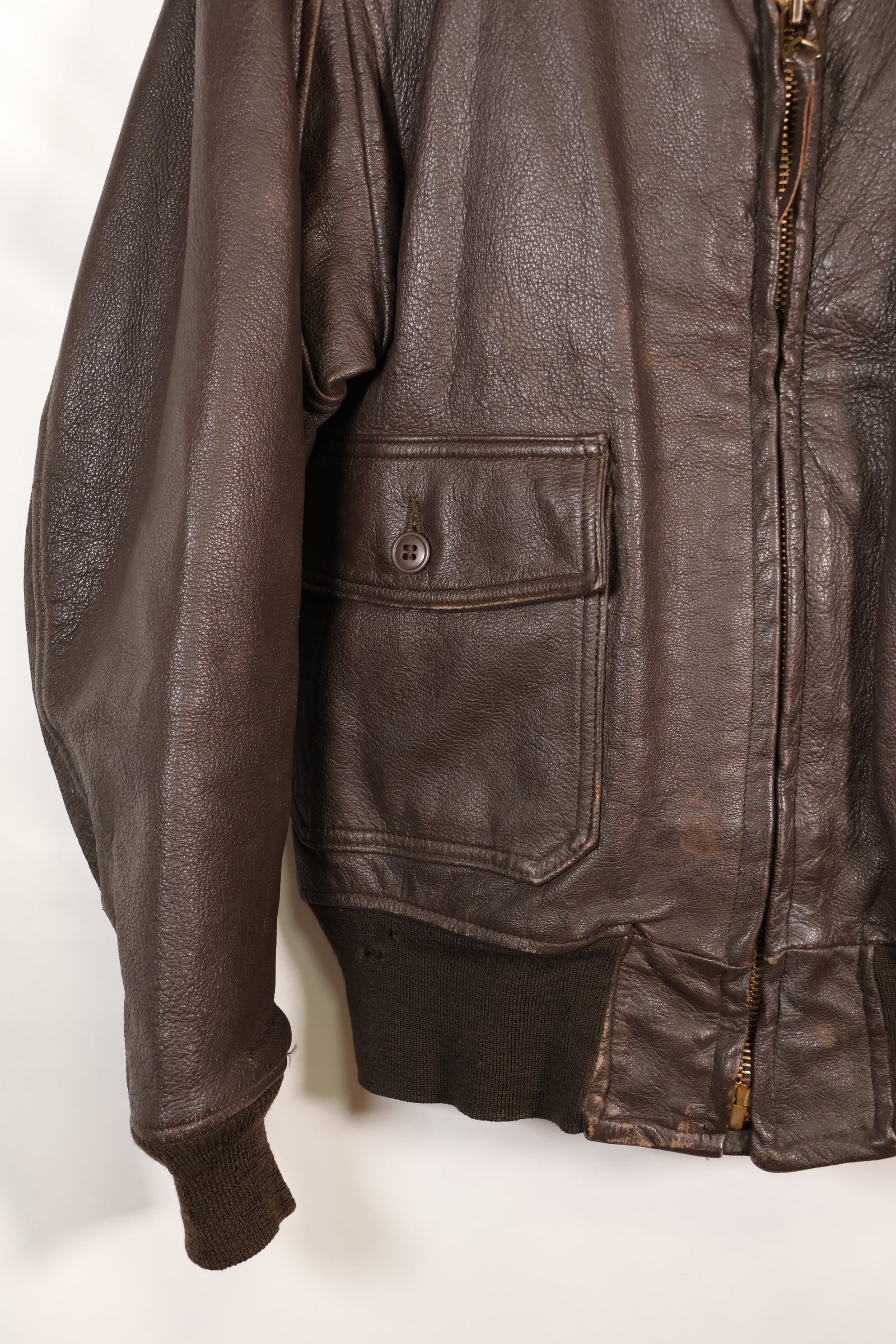 Contracted circa 1960-64, size about 42, US Navy G-1 flight jacket, intermediates, used.