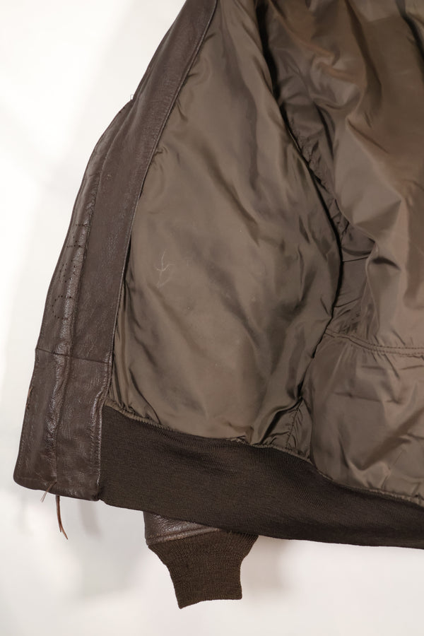 Contracted circa 1960-64, size about 42, US Navy G-1 flight jacket, intermediates, used.