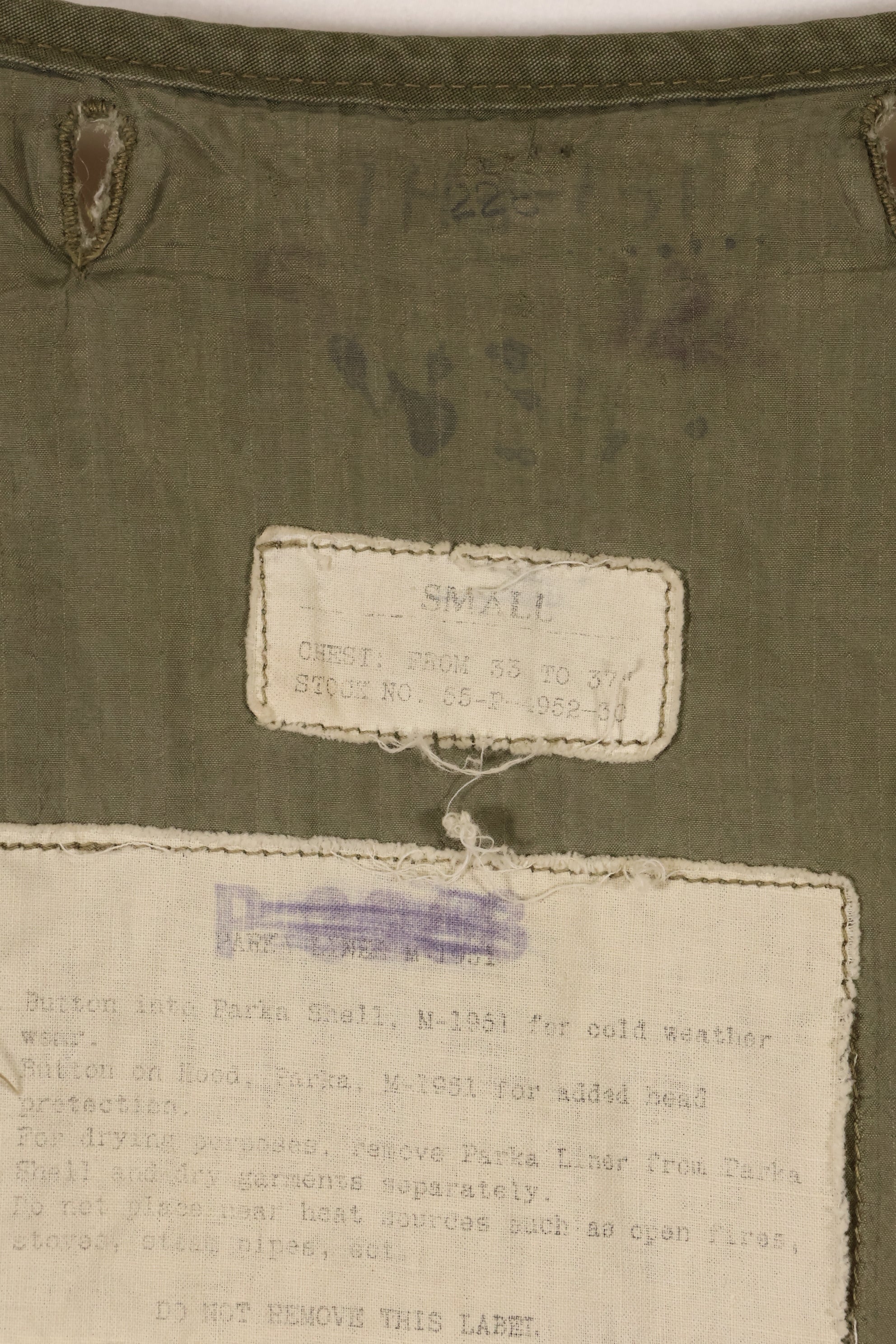 1950s SMALL M51 Field Parka with pile liner, used.