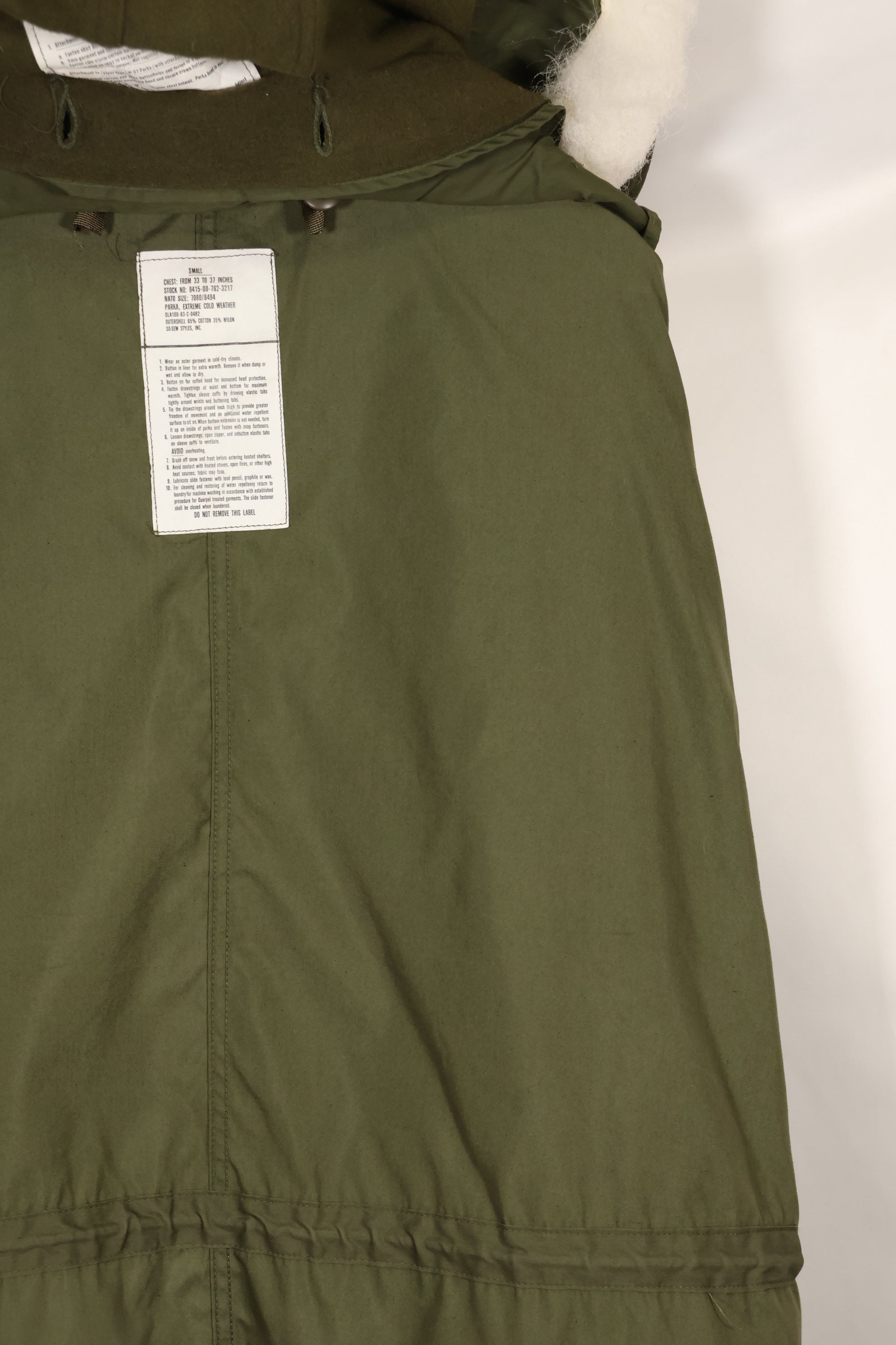 1983 Contract SMALL US Army M65 Field Parka, fishtail, good condition, used.
