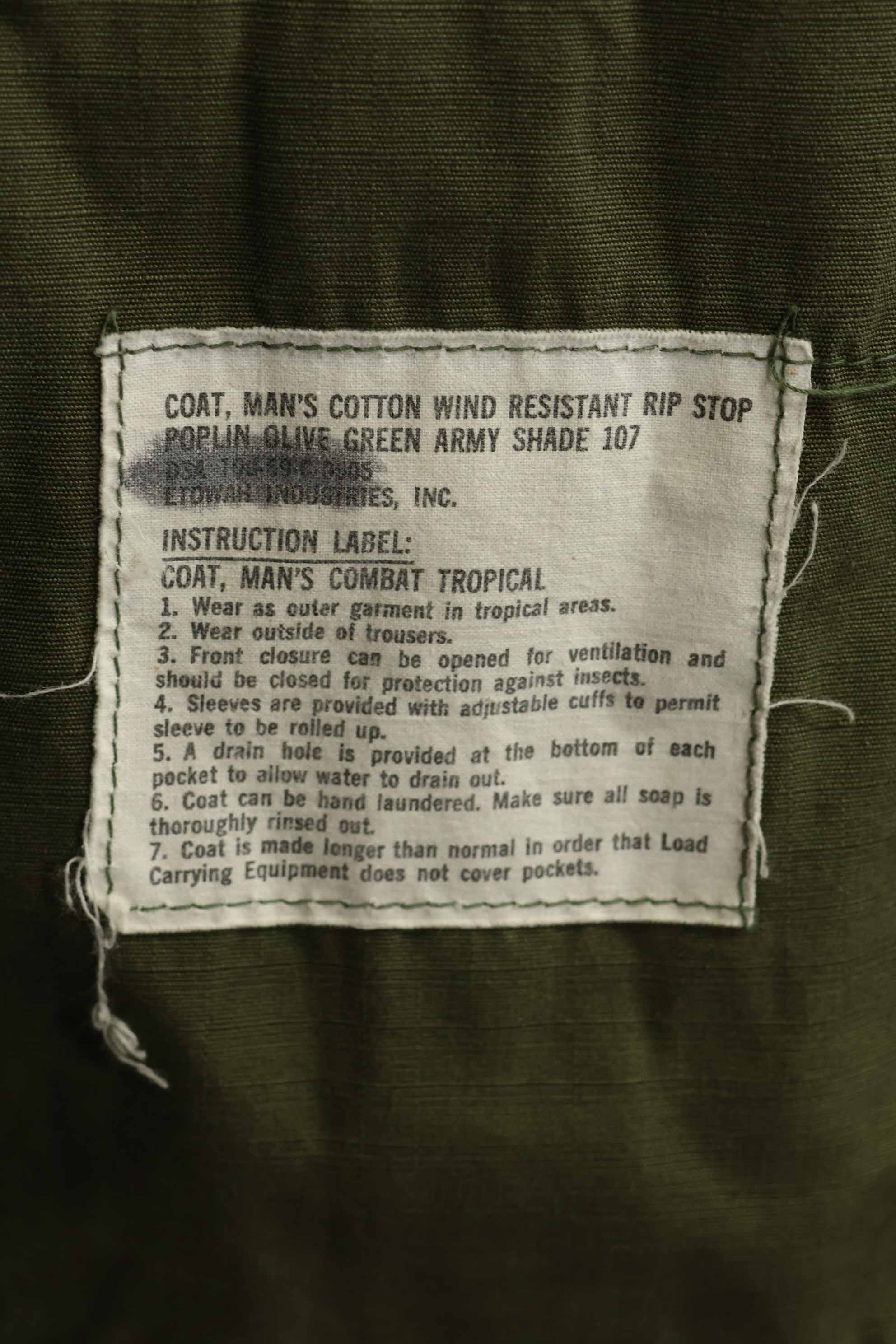 1969 Contract 4th Model Jungle Fatigue Jacket M-L Used, good condition