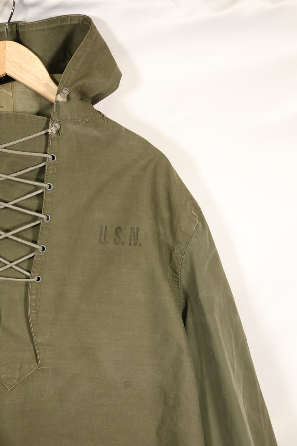 1950s-60s size M US Navy rain deck parka anorak, used.