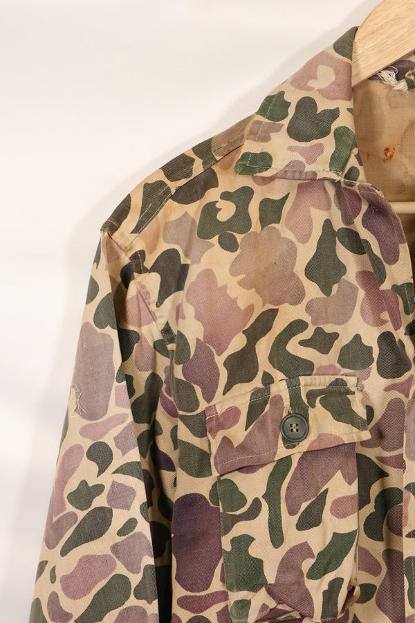 Early 1960s, faded, estimated A-L CIDG, beogum camouflage Asian cut shirt.