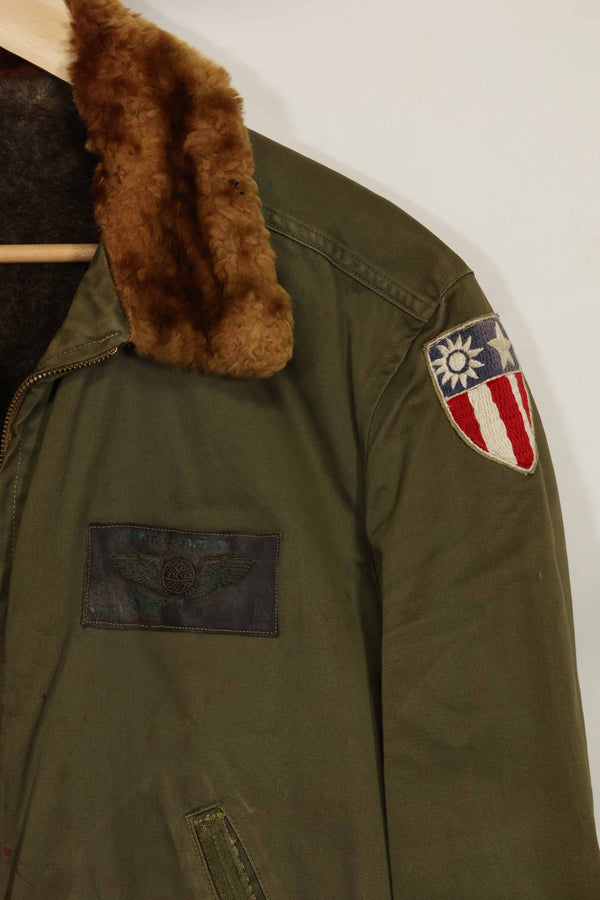 1940s CBI locally made B-15 flight jacket, used.