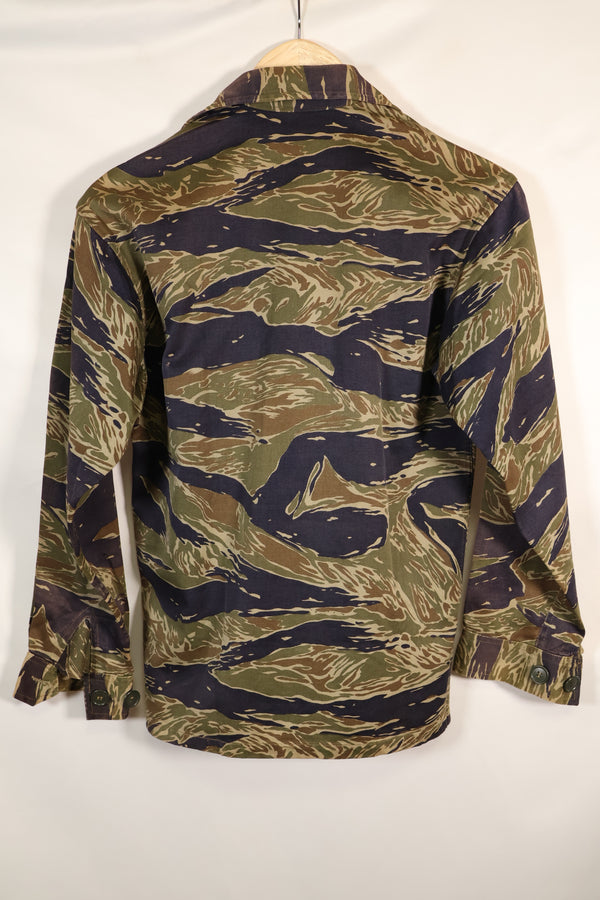 1960's semi Japanese silver tiger shirt, Asian cut, little fading, used.