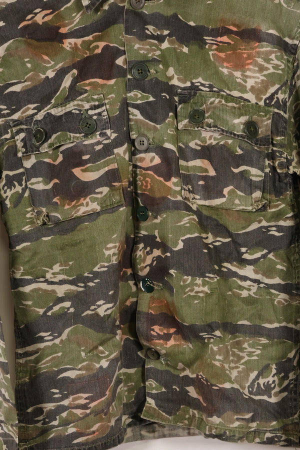 1960s Tiger stripe shirt, CIDG pattern, faded, stained, used.