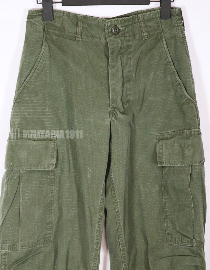 Real 1969 4th Model Jungle Fatigue pants, size X-S, used, faded.