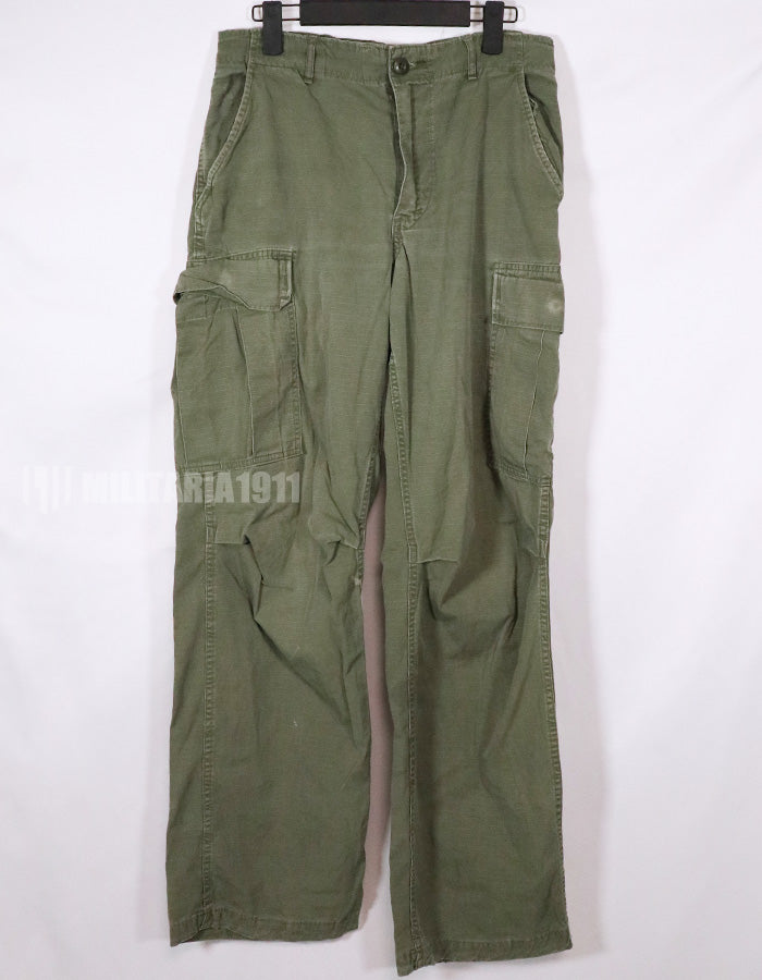 Real 1969 4th Model Jungle Fatigue pants, no size tag, used.