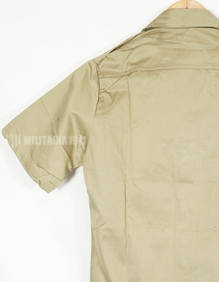 Real 1970 U.S. Army summer shirt, Khaki unused, stained.