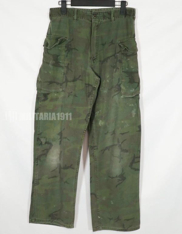 Real ARVN Invisible Leaf Pants, zipper fly, stained, used.