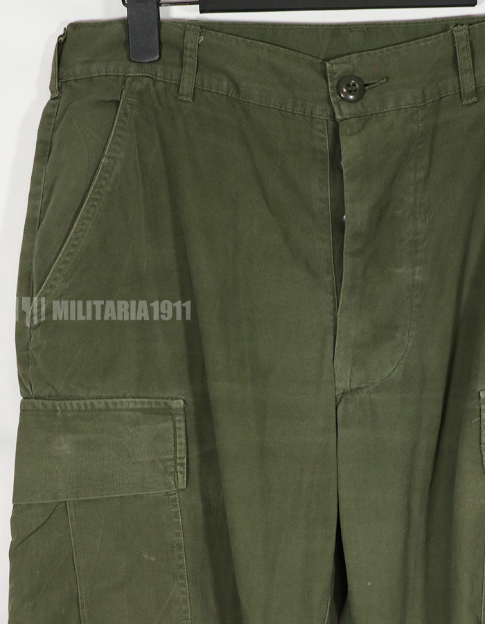 Real Poplin Jungle Fatigue pants, S-S, faded, used.